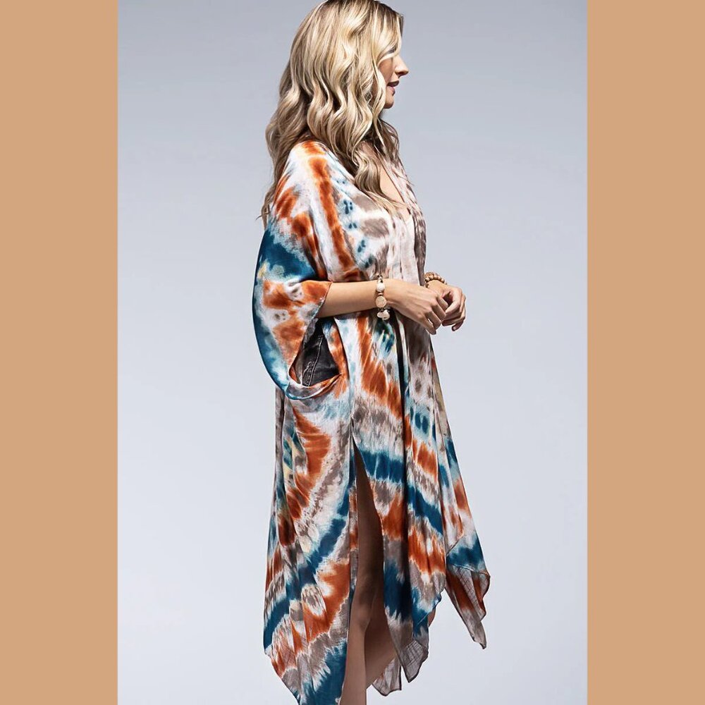 Piper Vibrant Tie-Dye Swirl Kimono - Picture 6 of 8